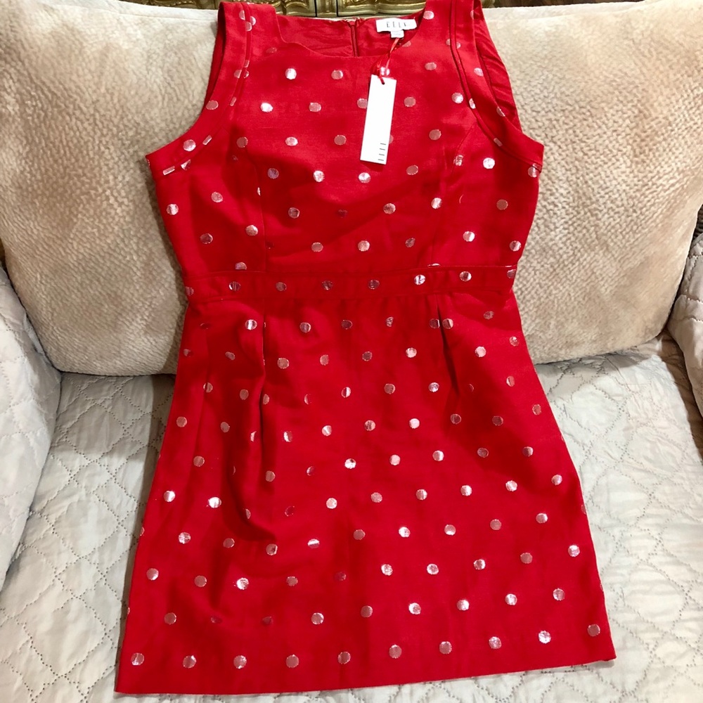 ELLE New w/tag Red w/Silver Dots Dress Sz 12